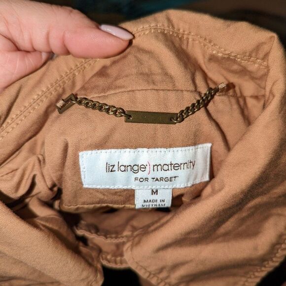 Liz Lange Size Medium Tan Maternity Fit and Flare Trench Coat - Picture 5 of 5
